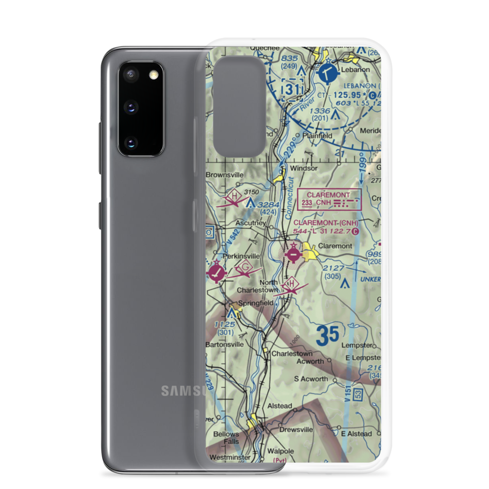Claremont Municipal Airport (CNH) VFR Sectional Samsung Case Samsung Galaxy S20 model shown