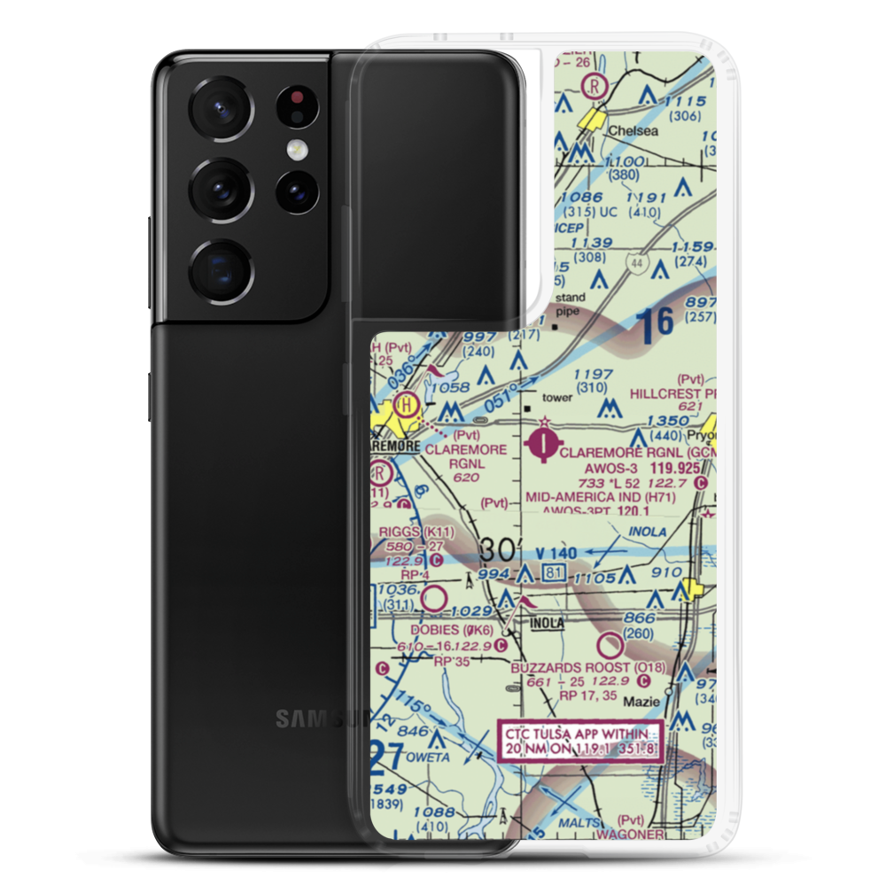 Claremore Regional Airport (GCM) VFR Sectional Samsung Case Samsung Galaxy S21 Ultra model shown