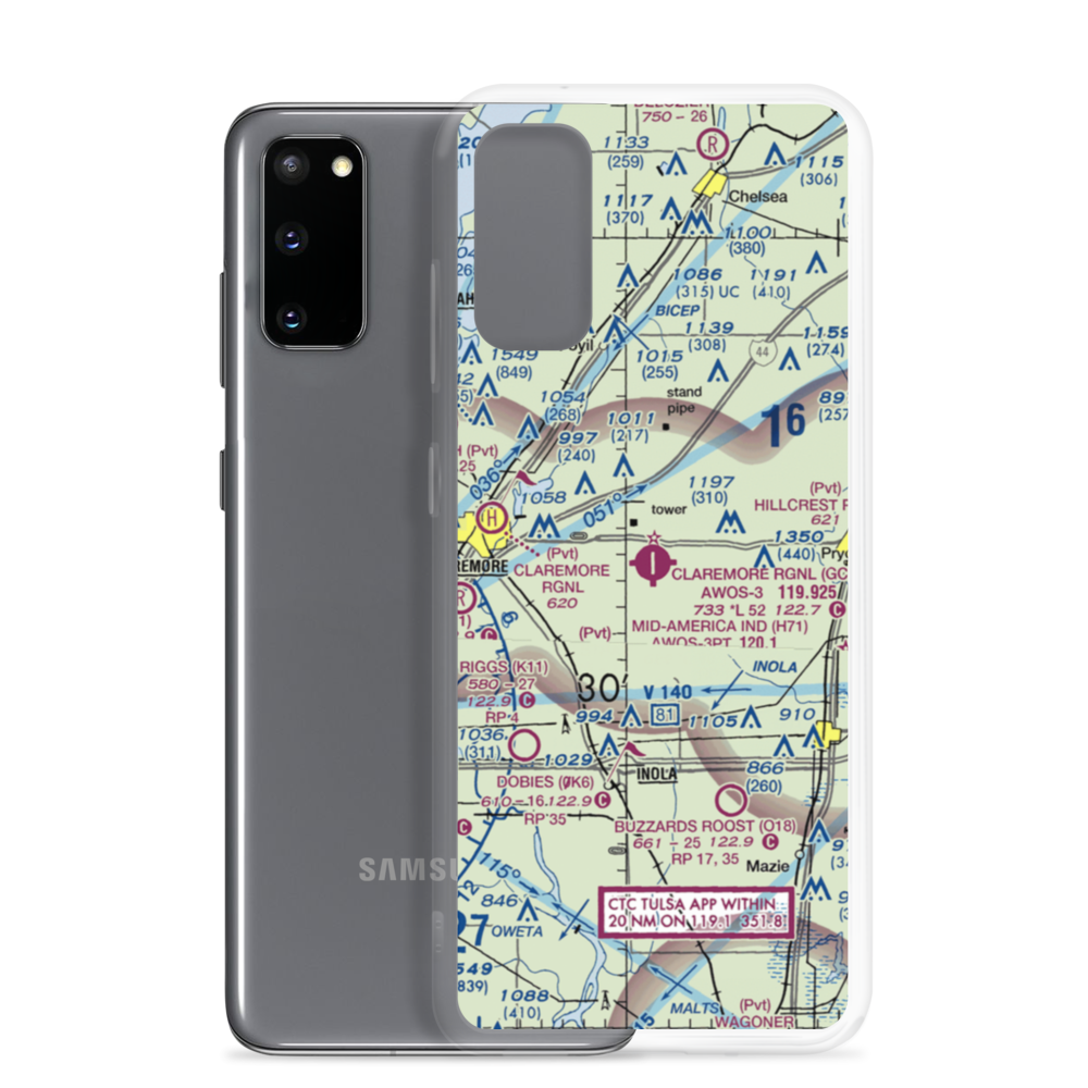 Claremore Regional Airport (GCM) VFR Sectional Samsung Case Samsung Galaxy S20 model shown