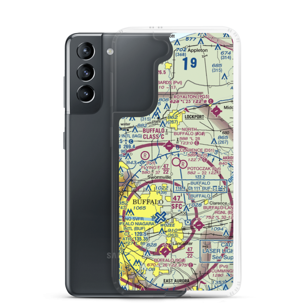 Clarence Aerodrome (D51) VFR Sectional Samsung Case Samsung Galaxy S21 model shown