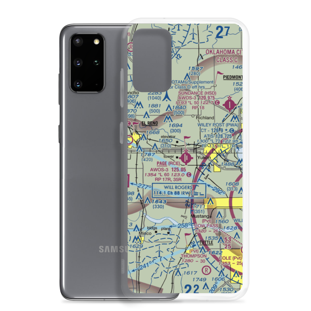 Clarence E Page Municipal Airport (RCE) VFR Sectional Samsung Case Samsung Galaxy S20 Plus model shown