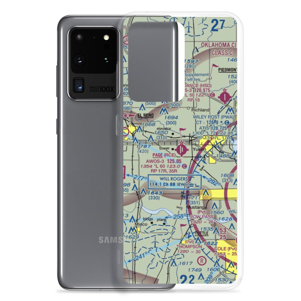 Clarence E Page Municipal Airport (RCE) VFR Sectional Samsung Case Samsung Galaxy S20 Ultra model shown