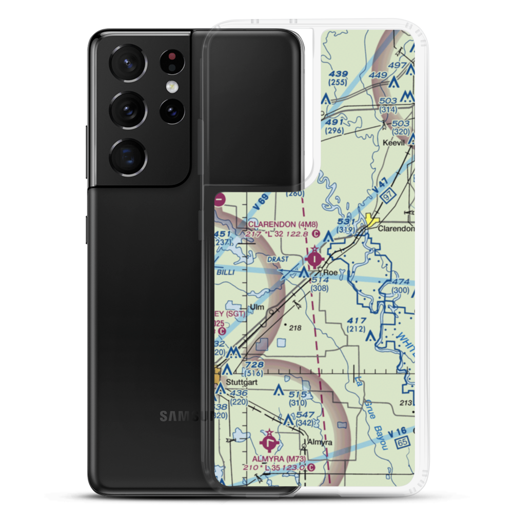 Clarendon Municipal Airport (4M8) VFR Sectional Samsung Case Samsung Galaxy S21 Ultra model shown