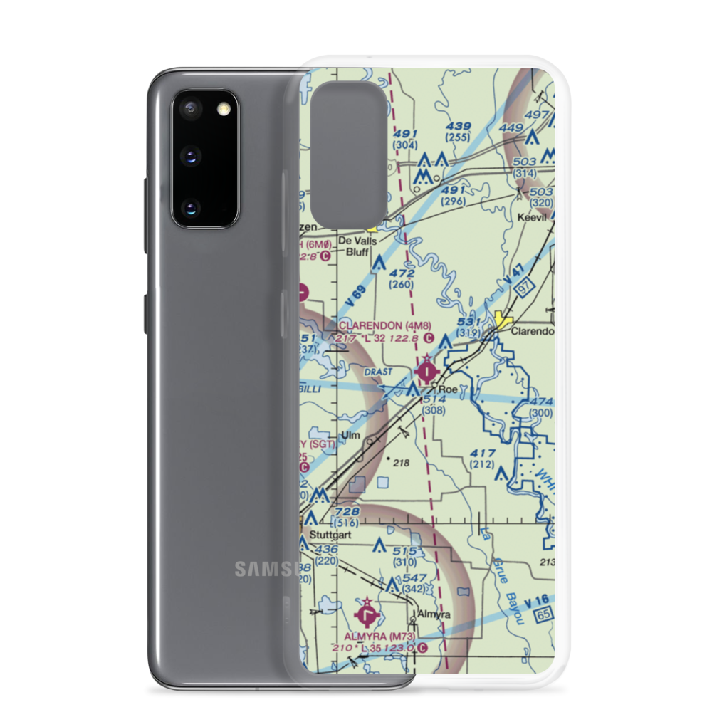Clarendon Municipal Airport (4M8) VFR Sectional Samsung Case Samsung Galaxy S20 model shown