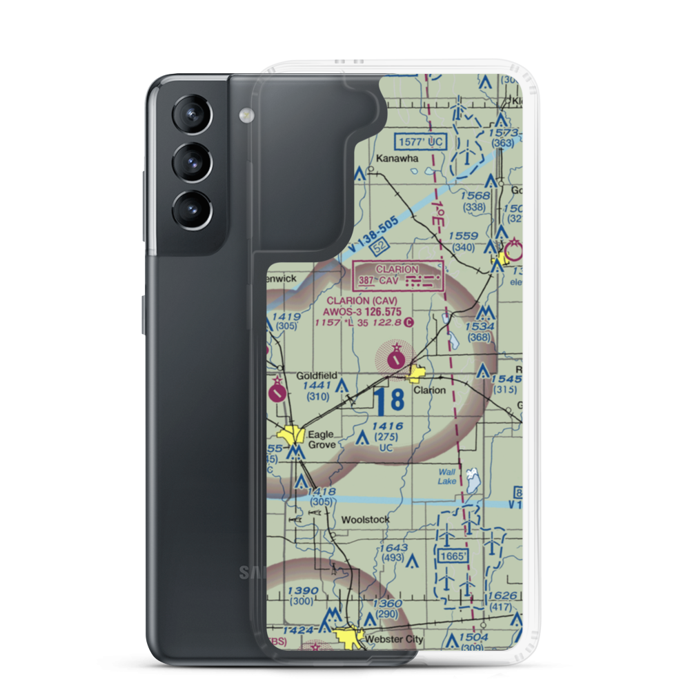Clarion Municipal Airport (CAV) VFR Sectional Samsung Case Samsung Galaxy S21 model shown