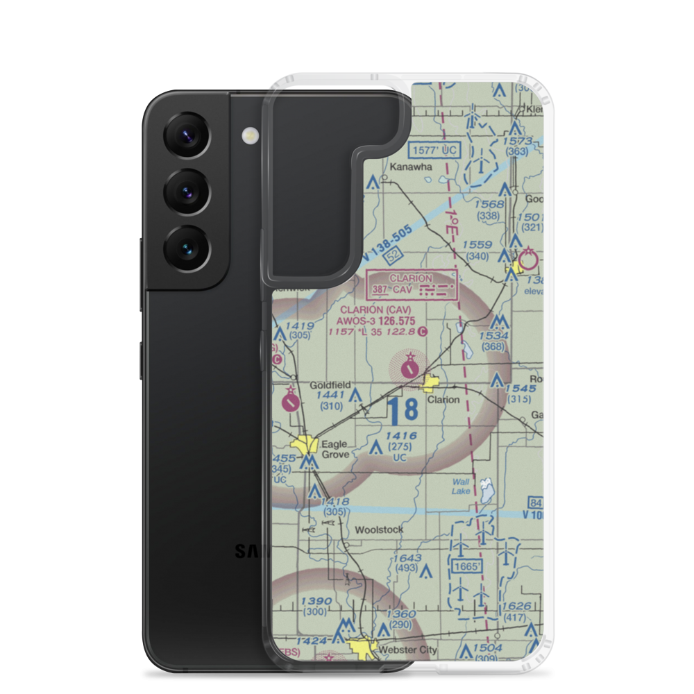 Clarion Municipal Airport (CAV) VFR Sectional Samsung Case Samsung Galaxy S22 model shown