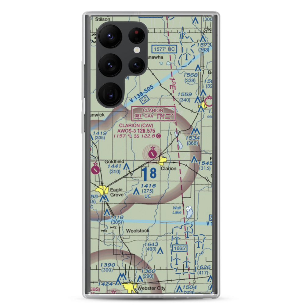 Clarion Municipal Airport (CAV) VFR Sectional Samsung Case Samsung Galaxy S22 Ultra model shown