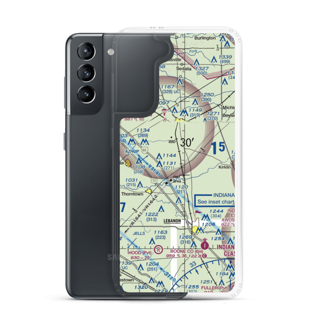 Clark Airport (19IN) VFR Sectional Samsung Case Samsung Galaxy S21 model shown