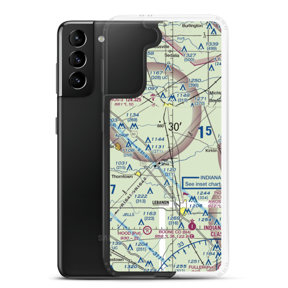 Clark Airport (19IN) VFR Sectional Samsung Case Samsung Galaxy S21 Plus model shown