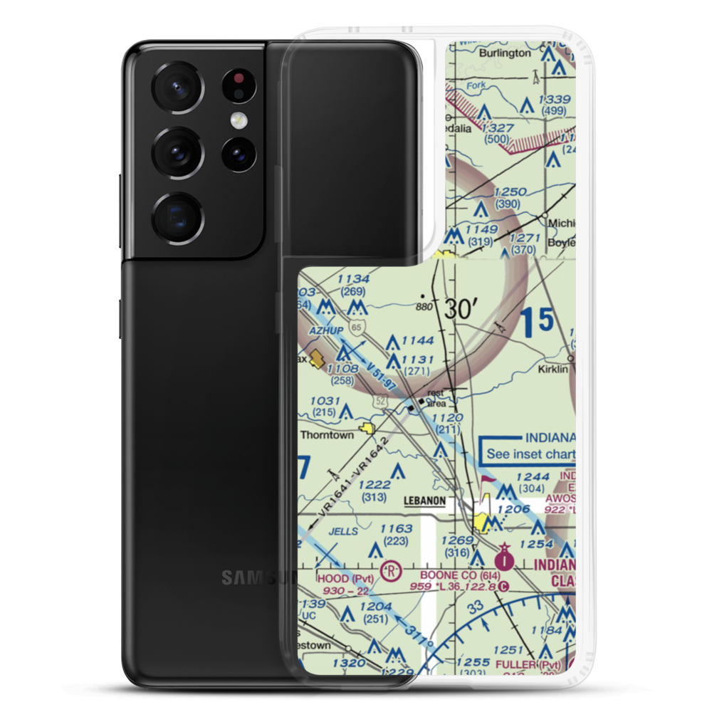 Clark Airport (19IN) VFR Sectional Samsung Case Samsung Galaxy S21 Ultra model shown