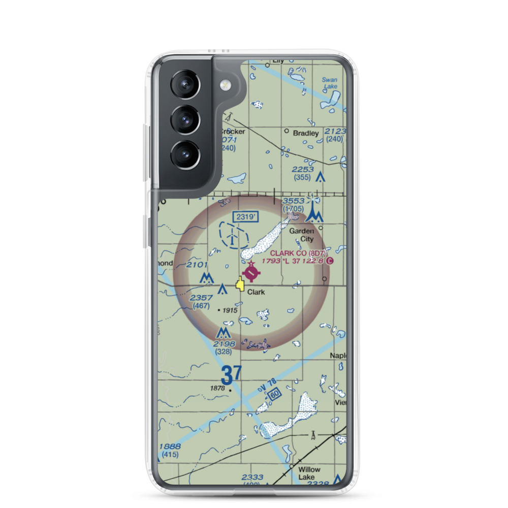 Clark County Airport (8D7) VFR Sectional Samsung Case Samsung Galaxy S21 model shown