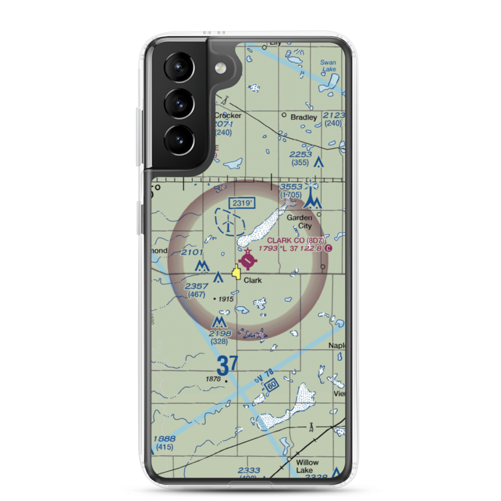 Clark County Airport (8D7) VFR Sectional Samsung Case Samsung Galaxy S21 Plus model shown