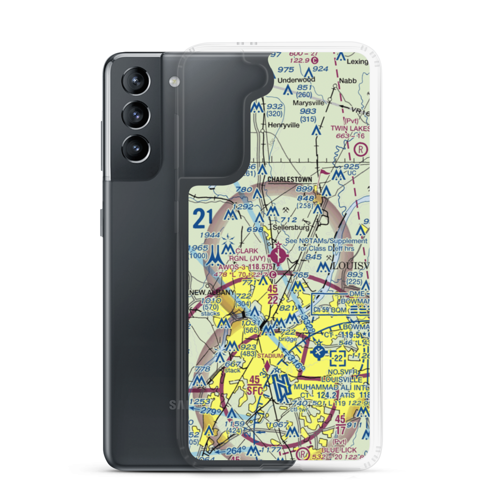 Clark Regional Airport (JVY) VFR Sectional Samsung Case Samsung Galaxy S21 model shown