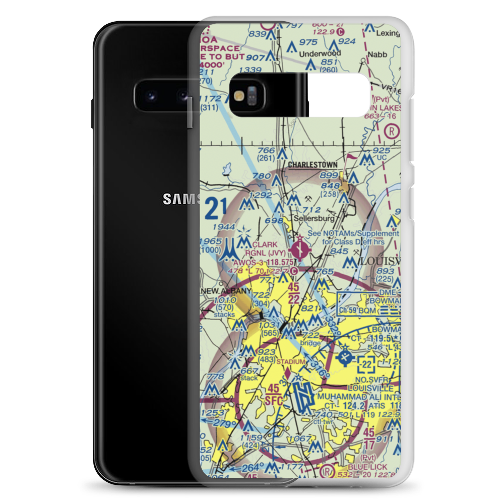 Clark Regional Airport (JVY) VFR Sectional Samsung Case Samsung Galaxy S10+ model shown