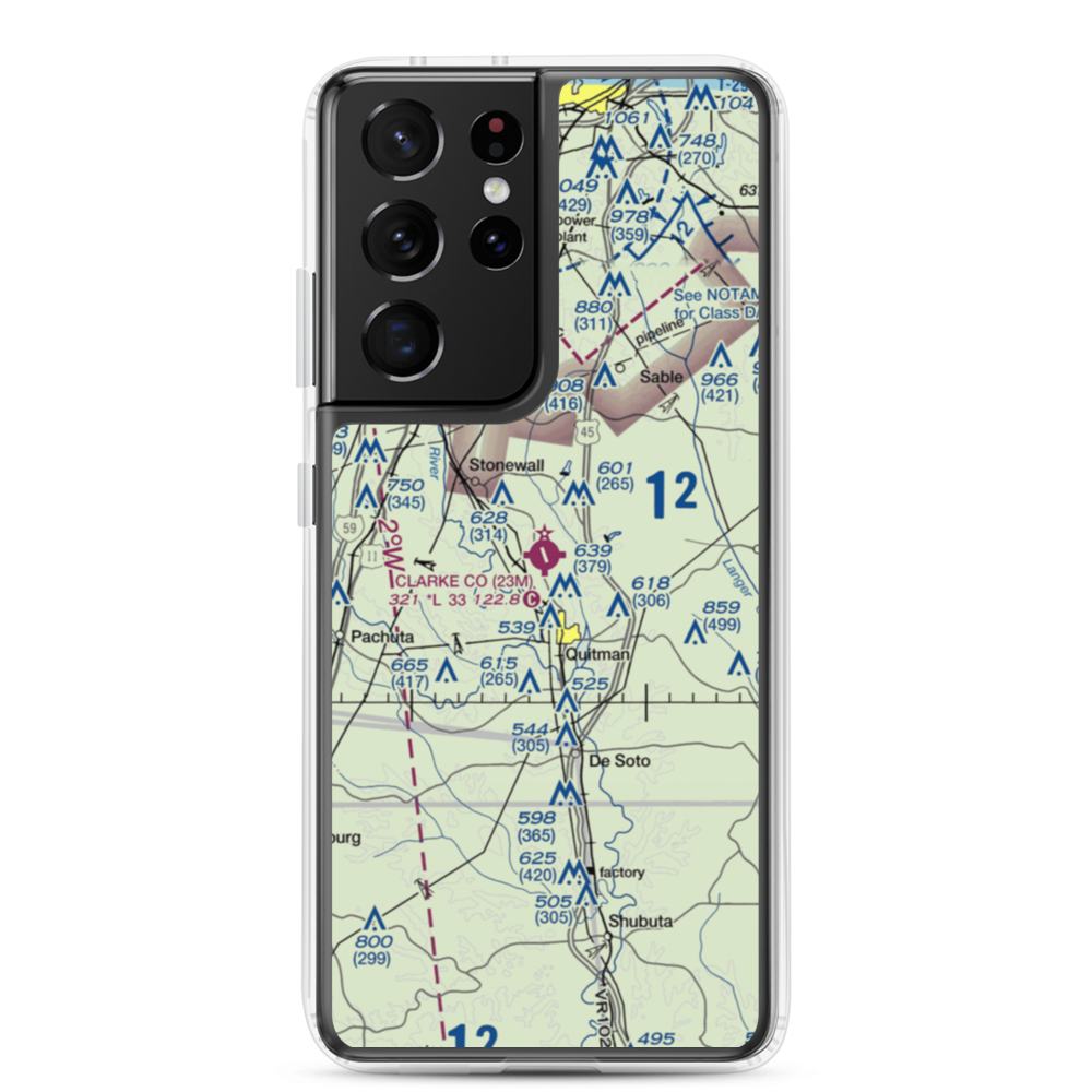 Clarke County Airport (23M) VFR Sectional Samsung Case Samsung Galaxy S21 Ultra model shown
