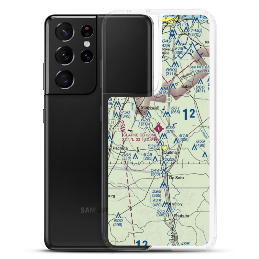 Clarke County Airport (23M) VFR Sectional Samsung Case Samsung Galaxy S21 Ultra model shown