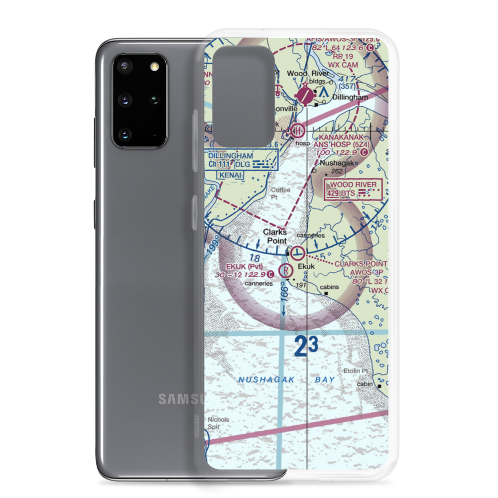 Clarks Point Airport (CLP) VFR Sectional Samsung Case Samsung Galaxy S20 Plus model shown