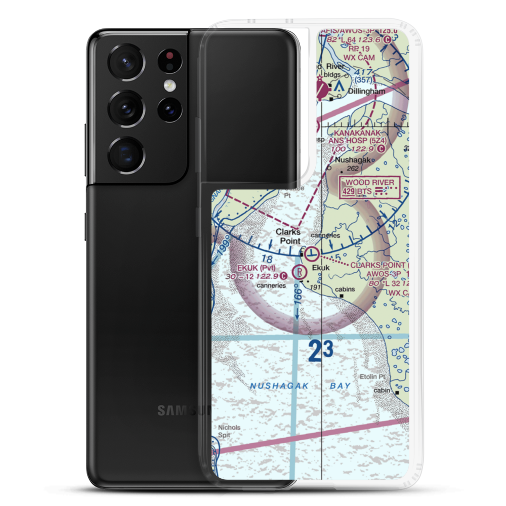 Clarks Point Airport (CLP) VFR Sectional Samsung Case Samsung Galaxy S21 Ultra model shown