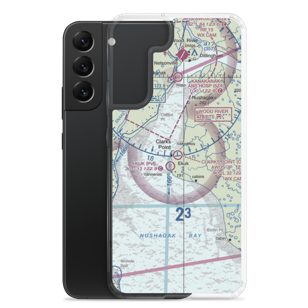 Clarks Point Airport (CLP) VFR Sectional Samsung Case Samsung Galaxy S22 Plus model shown