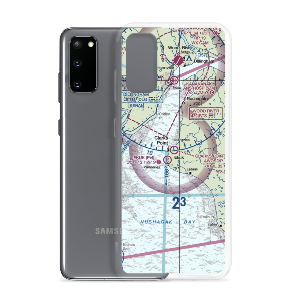 Clarks Point Airport (CLP) VFR Sectional Samsung Case Samsung Galaxy S20 model shown