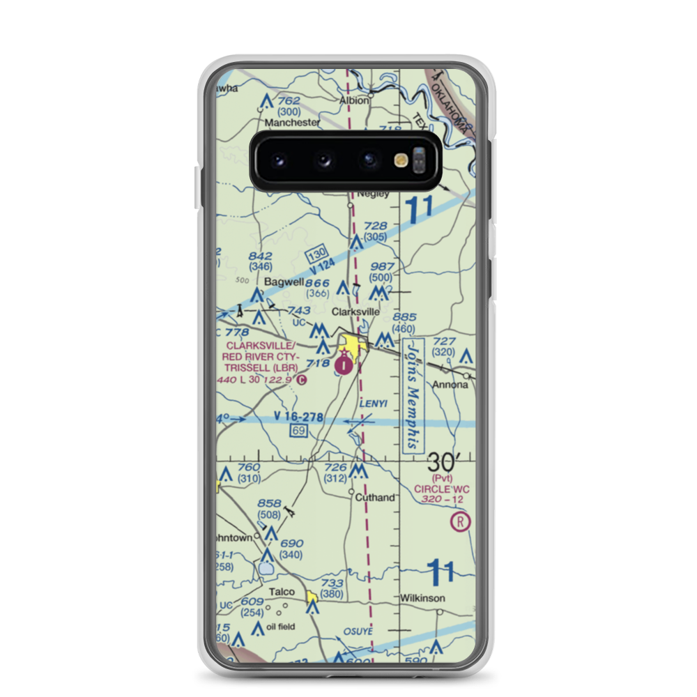 Clarksville Red River City-J D Trissell Field (LBR) VFR Sectional Samsung Case Samsung Galaxy S10 model shown