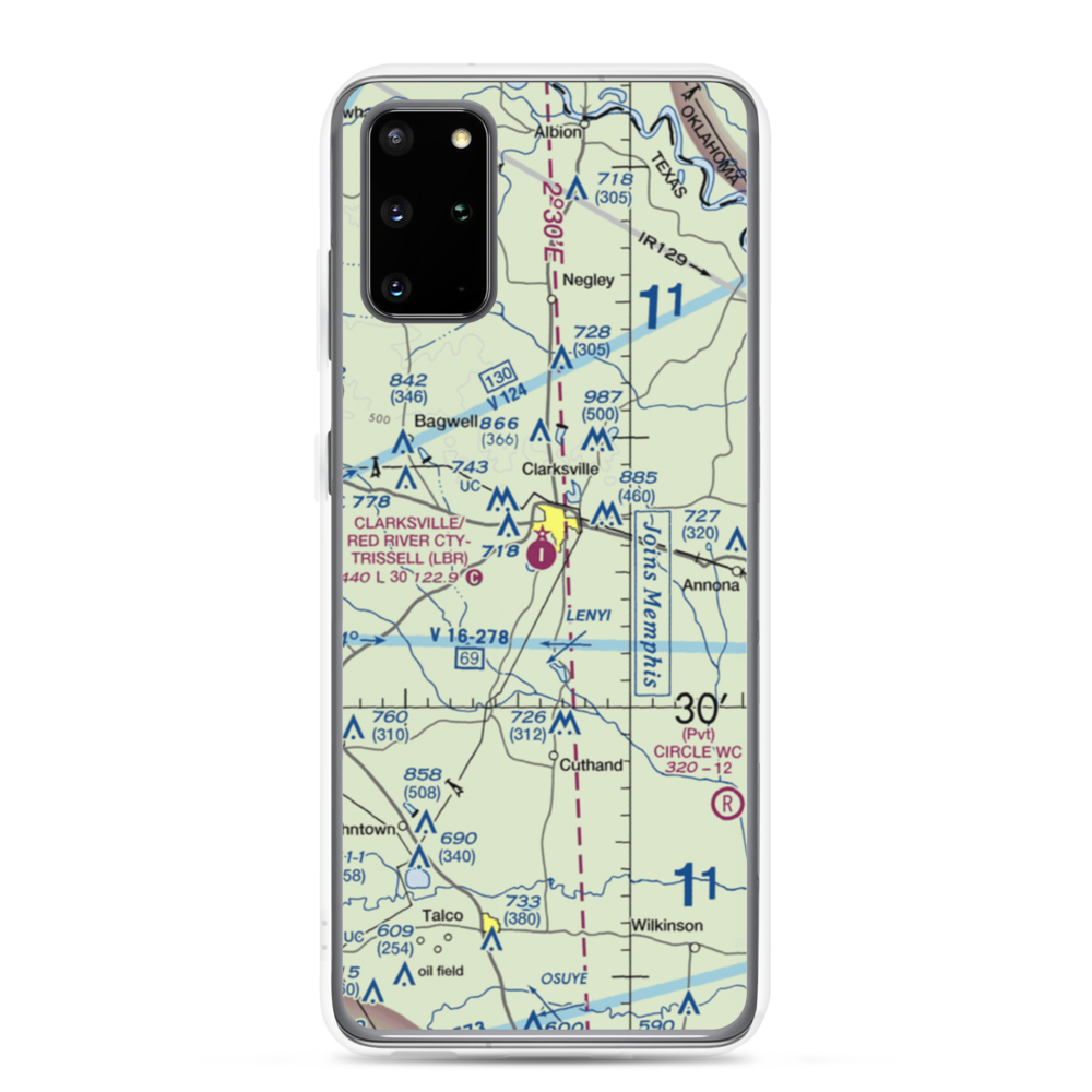 Clarksville Red River City-J D Trissell Field (LBR) VFR Sectional Samsung Case Samsung Galaxy S20 Plus model shown
