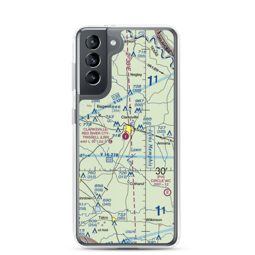 Clarksville Red River City-J D Trissell Field (LBR) VFR Sectional Samsung Case Samsung Galaxy S21 model shown