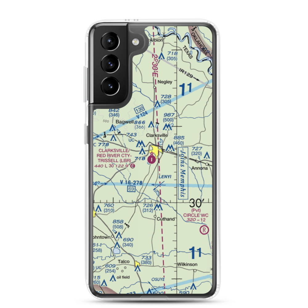 Clarksville Red River City-J D Trissell Field (LBR) VFR Sectional Samsung Case Samsung Galaxy S21 Plus model shown