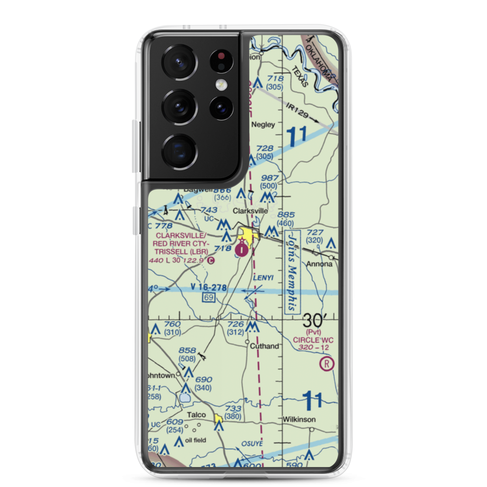 Clarksville Red River City-J D Trissell Field (LBR) VFR Sectional Samsung Case Samsung Galaxy S21 Ultra model shown