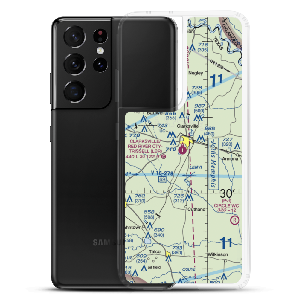 Clarksville Red River City-J D Trissell Field (LBR) VFR Sectional Samsung Case Samsung Galaxy S21 Ultra model shown