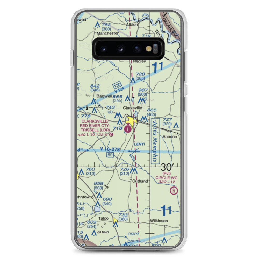 Clarksville Red River City-J D Trissell Field (LBR) VFR Sectional Samsung Case Samsung Galaxy S10+ model shown