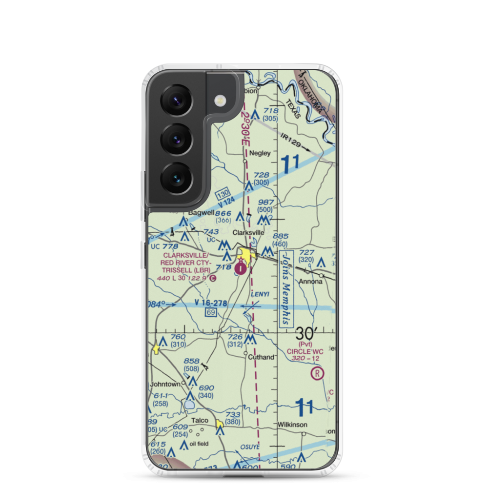 Clarksville Red River City-J D Trissell Field (LBR) VFR Sectional Samsung Case Samsung Galaxy S22 model shown