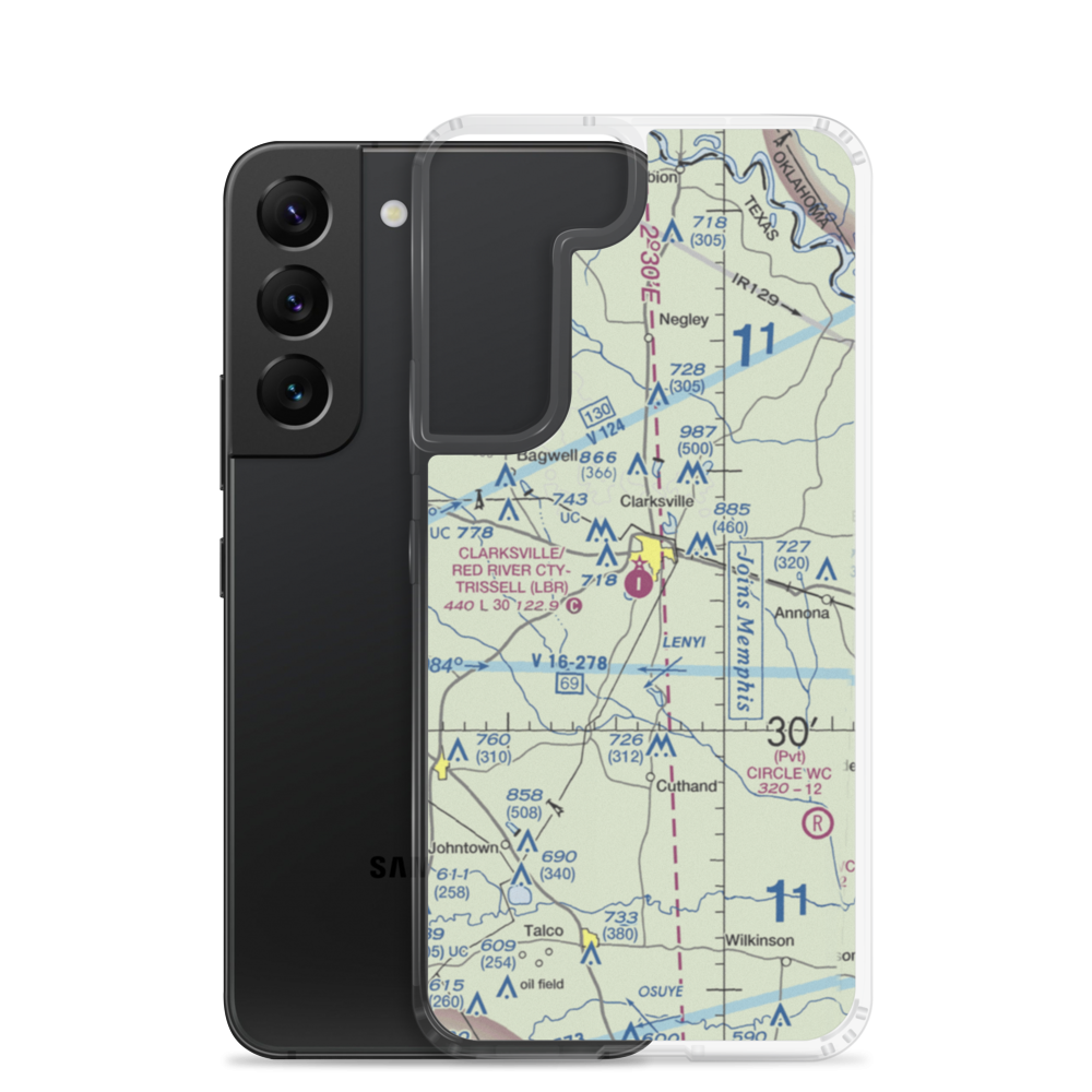 Clarksville Red River City-J D Trissell Field (LBR) VFR Sectional Samsung Case Samsung Galaxy S22 model shown