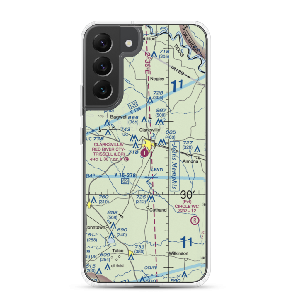 Clarksville Red River City-J D Trissell Field (LBR) VFR Sectional Samsung Case Samsung Galaxy S22 Plus model shown