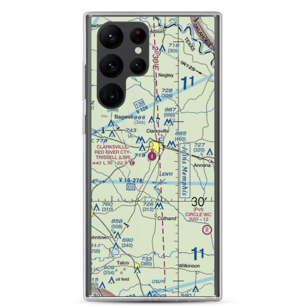 Clarksville Red River City-J D Trissell Field (LBR) VFR Sectional Samsung Case Samsung Galaxy S22 Ultra model shown