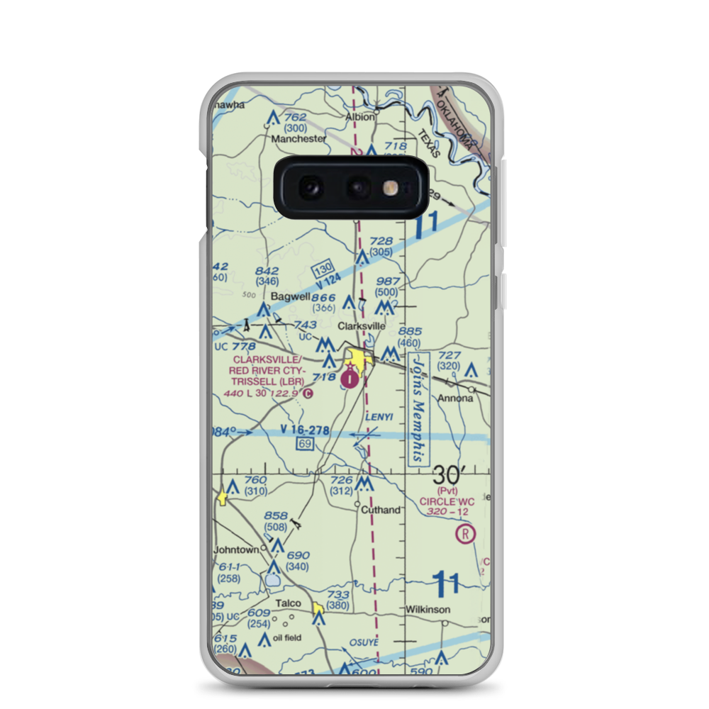 Clarksville Red River City-J D Trissell Field (LBR) VFR Sectional Samsung Case Samsung Galaxy S10e model shown