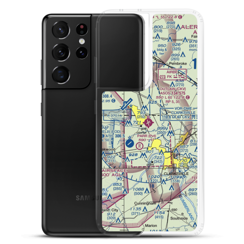 Clarksville–Montgomery County Regional Airport (CKV) VFR Sectional Samsung Case Samsung Galaxy S21 Ultra model shown