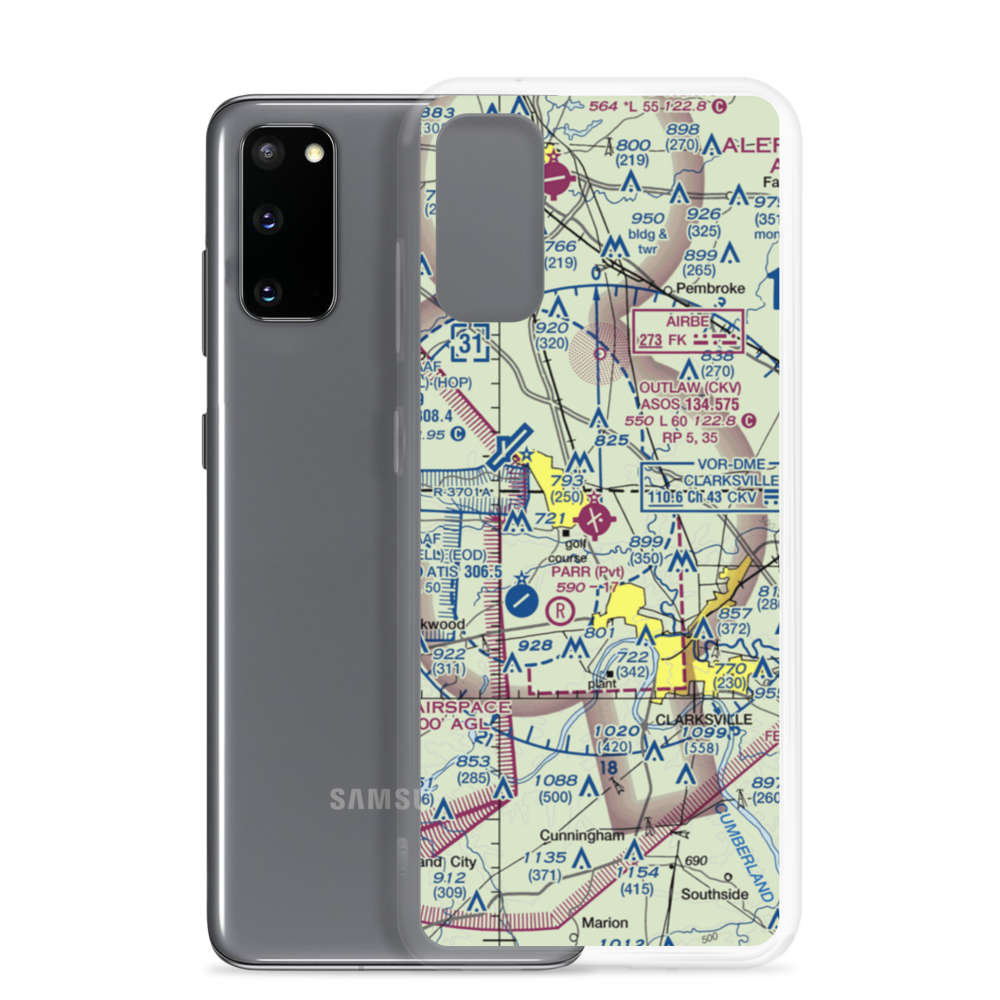 Clarksville–Montgomery County Regional Airport (CKV) VFR Sectional Samsung Case Samsung Galaxy S20 model shown
