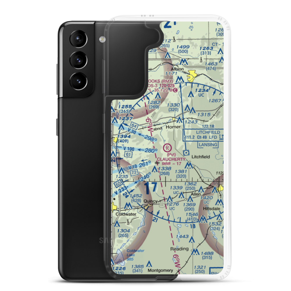Claucherty Airport (MI35) VFR Sectional Samsung Case Samsung Galaxy S21 Plus model shown