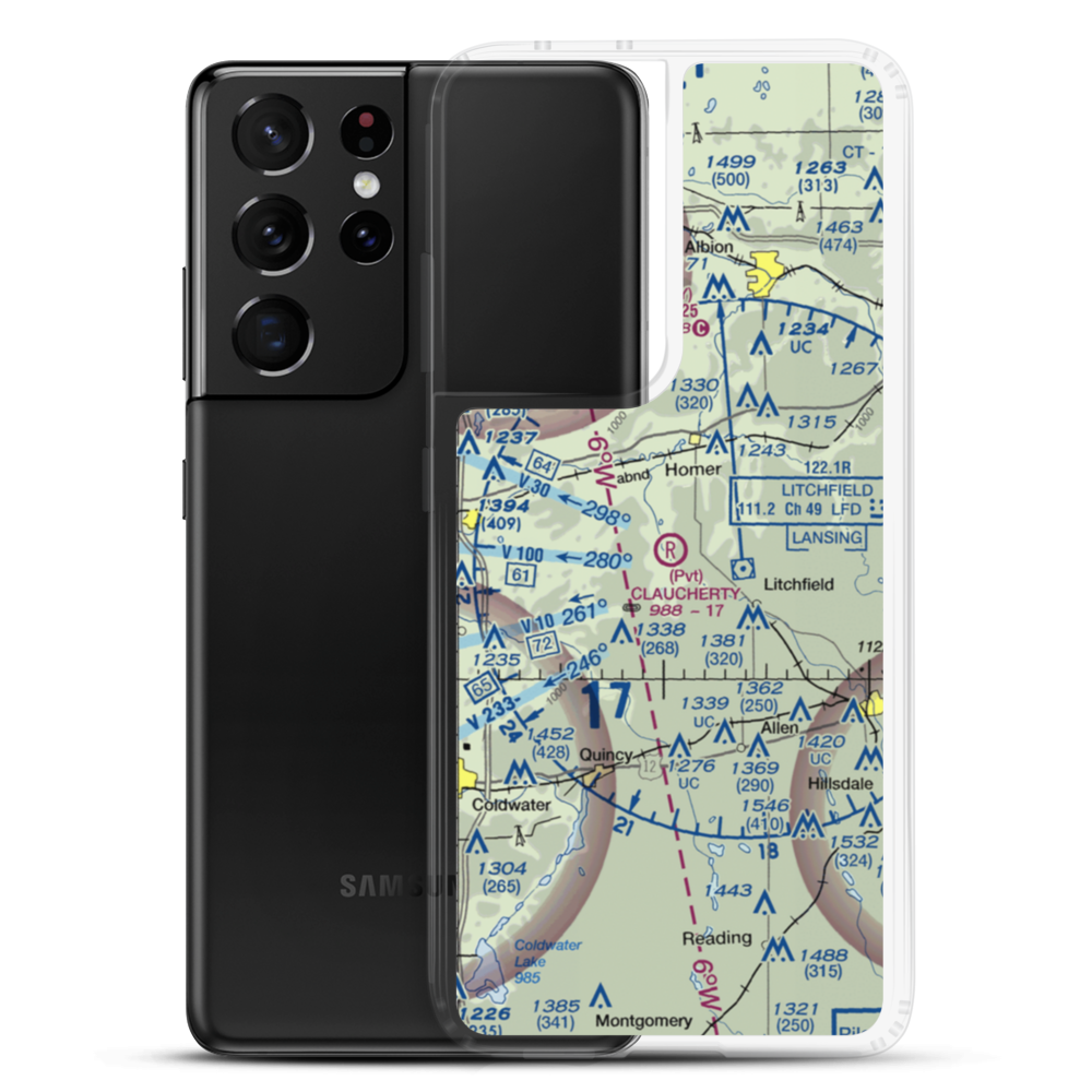 Claucherty Airport (MI35) VFR Sectional Samsung Case Samsung Galaxy S21 Ultra model shown