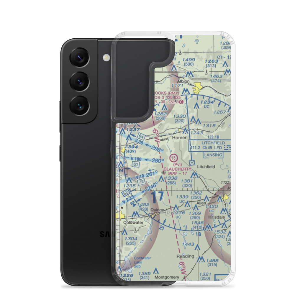 Claucherty Airport (MI35) VFR Sectional Samsung Case Samsung Galaxy S22 model shown