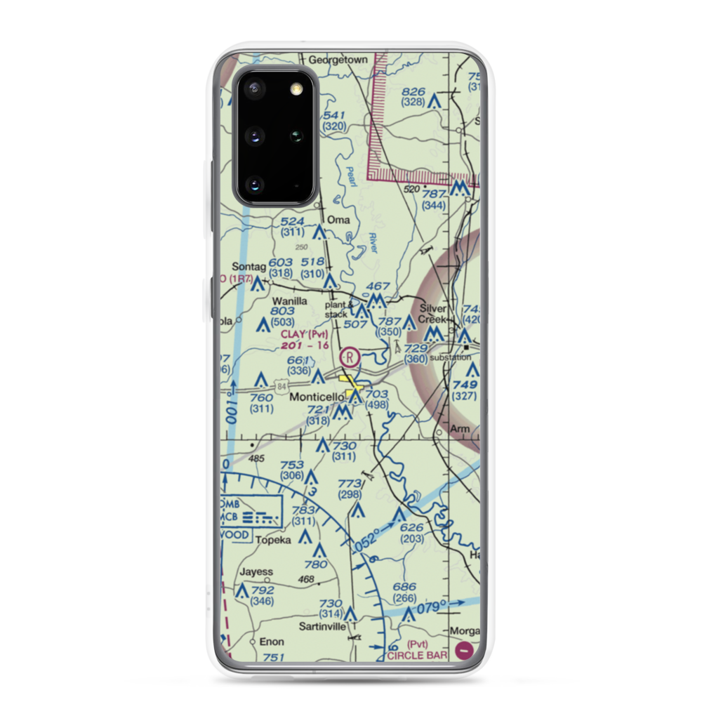 Clay Airport (MS50) VFR Sectional Samsung Case Samsung Galaxy S20 Plus model shown
