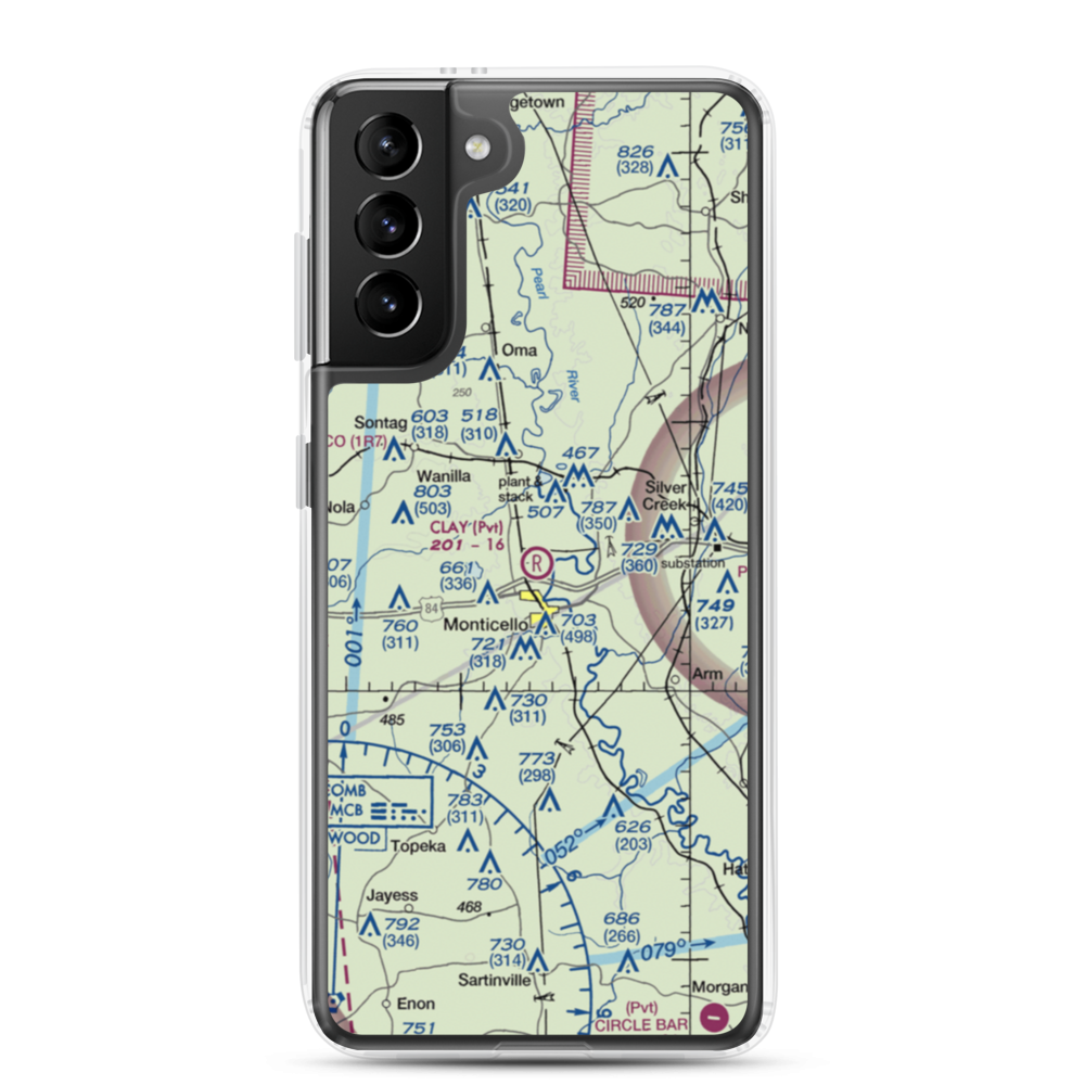 Clay Airport (MS50) VFR Sectional Samsung Case Samsung Galaxy S21 Plus model shown