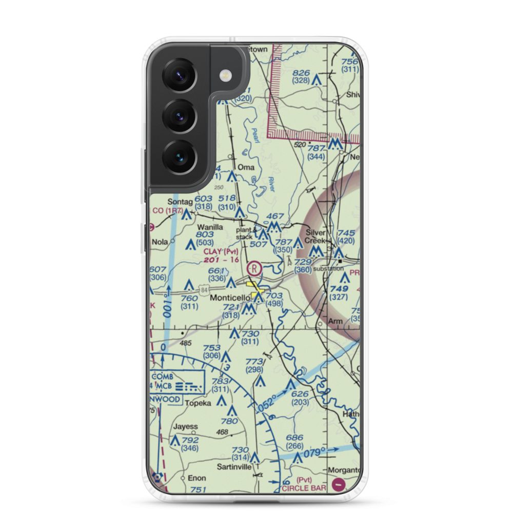 Clay Airport (MS50) VFR Sectional Samsung Case Samsung Galaxy S22 Plus model shown