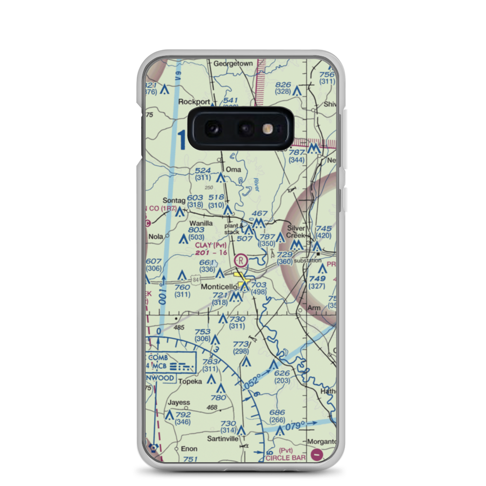 Clay Airport (MS50) VFR Sectional Samsung Case Samsung Galaxy S10e model shown