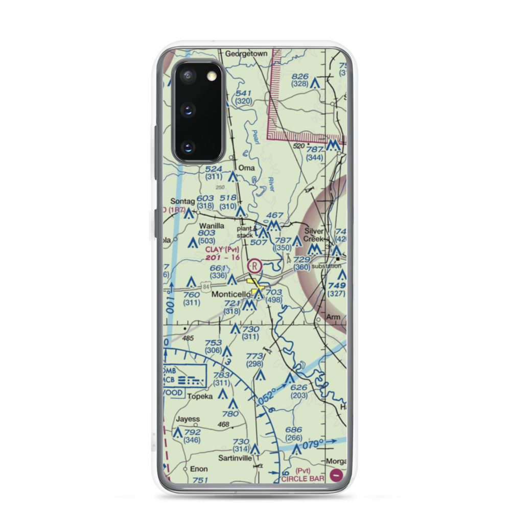 Clay Airport (MS50) VFR Sectional Samsung Case Samsung Galaxy S20 model shown