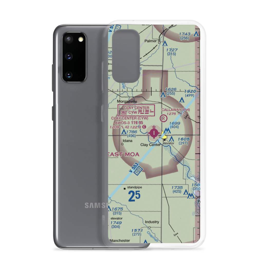 Clay Center Municipal Airport (CYW) VFR Sectional Samsung Case Samsung Galaxy S20 model shown