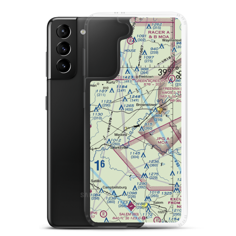 Clay Hill Farms Airport (II76) VFR Sectional Samsung Case Samsung Galaxy S21 Plus model shown