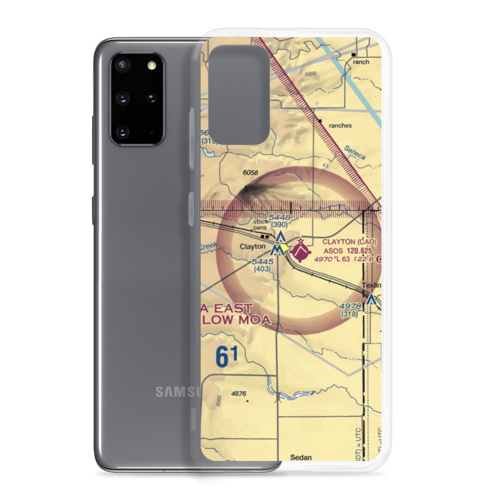 Clayton Municipal Airpark (CAO) VFR Sectional Samsung Case Samsung Galaxy S20 Plus model shown