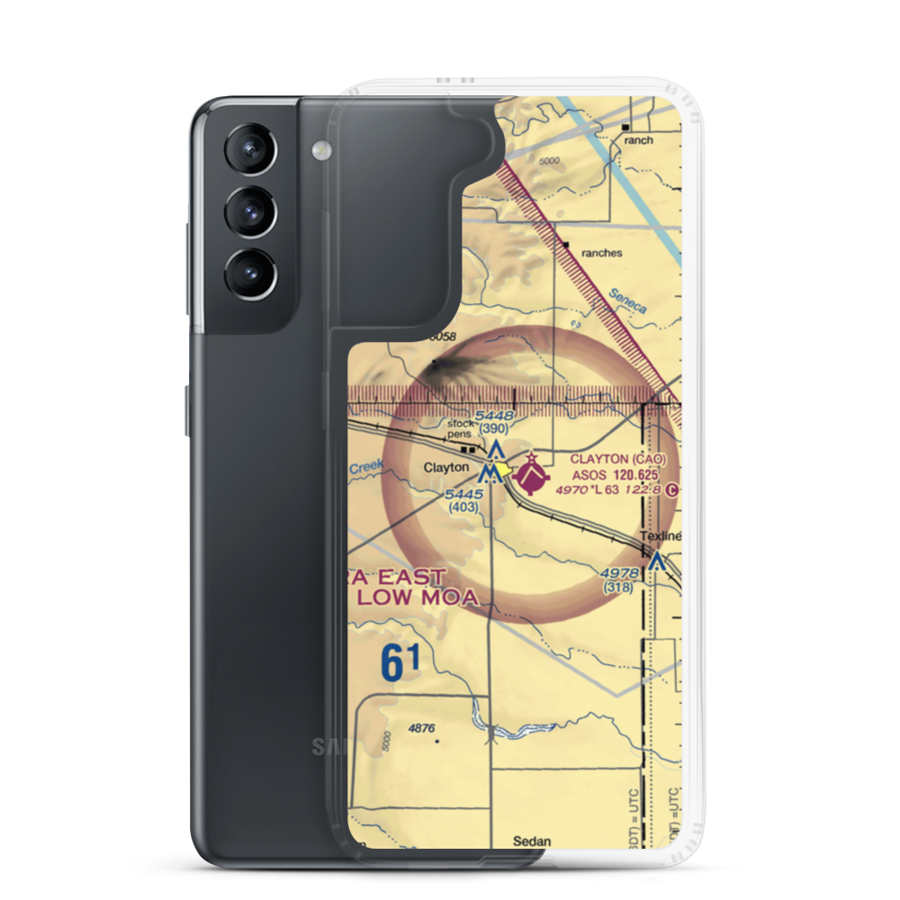 Clayton Municipal Airpark (CAO) VFR Sectional Samsung Case Samsung Galaxy S21 model shown